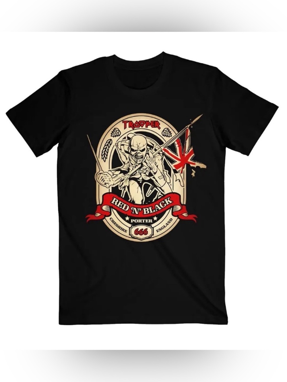 Iron Maiden Black Trooper 'Red N' Black' Porter Graphic T-Shirt Size XL
